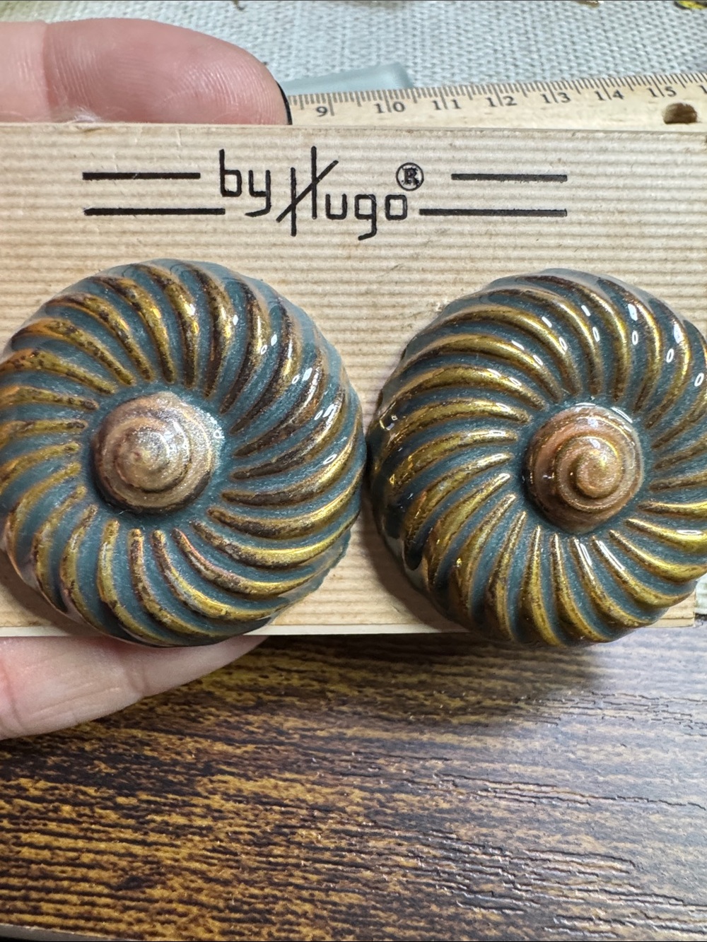 HUGO Turquoise and Gold Swirl Vintage Earrings
